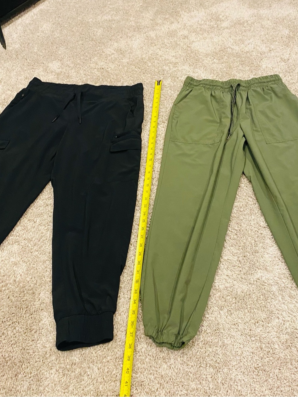 All in Motion black, and Apana Olive green Polyester/Spandex lightweight joggers